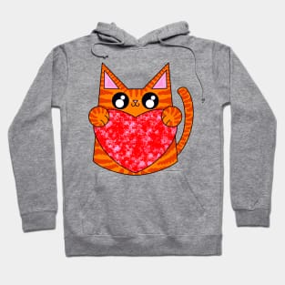 Bob The Orange Pattern Cat With Valentines Heart Hoodie